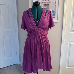 Anthropologie Vibrant Purple/magenta Mini Dress